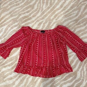 Sanctuary Red Patterned Off-Shoulder Blouse